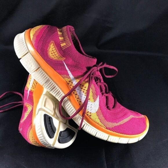 Nike Flyknit Free 5.0 Magenta Orange White Yellow - Picture 1 of 8